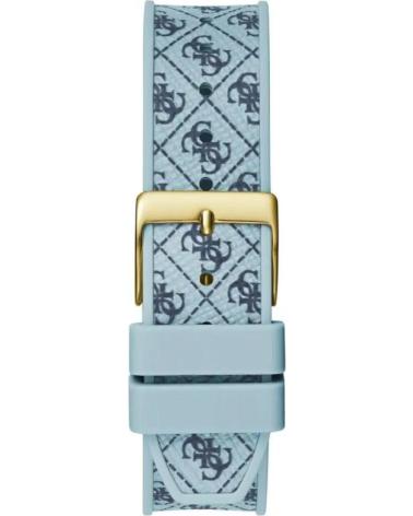RELÓGIO DE PULSO GUESS GW0699L1 AZUL CLARO COM MONOGRAMA E CAIXA DOURADA AZUL