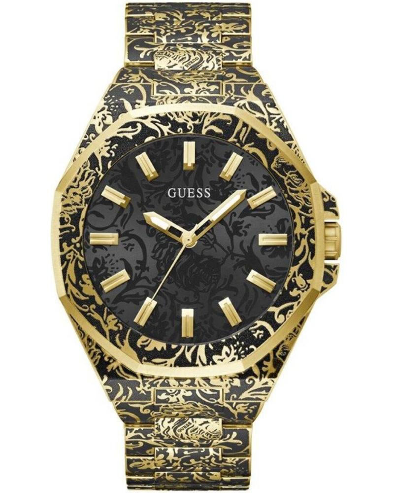 RELÓGIO DE PULSO GUESS GW0700G1 PRETO E DOURADO COM PADRÃO DISTINTIVO NEGRO