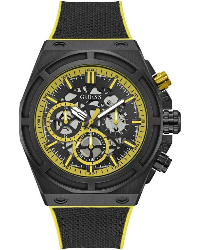 RELÓGIO GUESS GW0713G2 CRONÓGRAFO PRETO COM DETALHES AMARELOS NEGRO