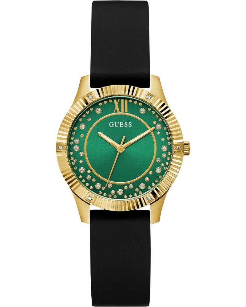 RELÓGIO FEMININO GUESS GW0766L3 PRETO COM MOSTRADOR VERDE E DETALHES DOURADOS NEGRO