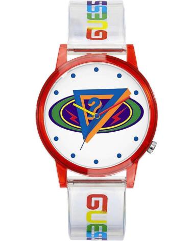 RELÓGIO GUESS V1050M1 TRANSPARENTE COM PULSEIRA BRANCA TRASPARENTE