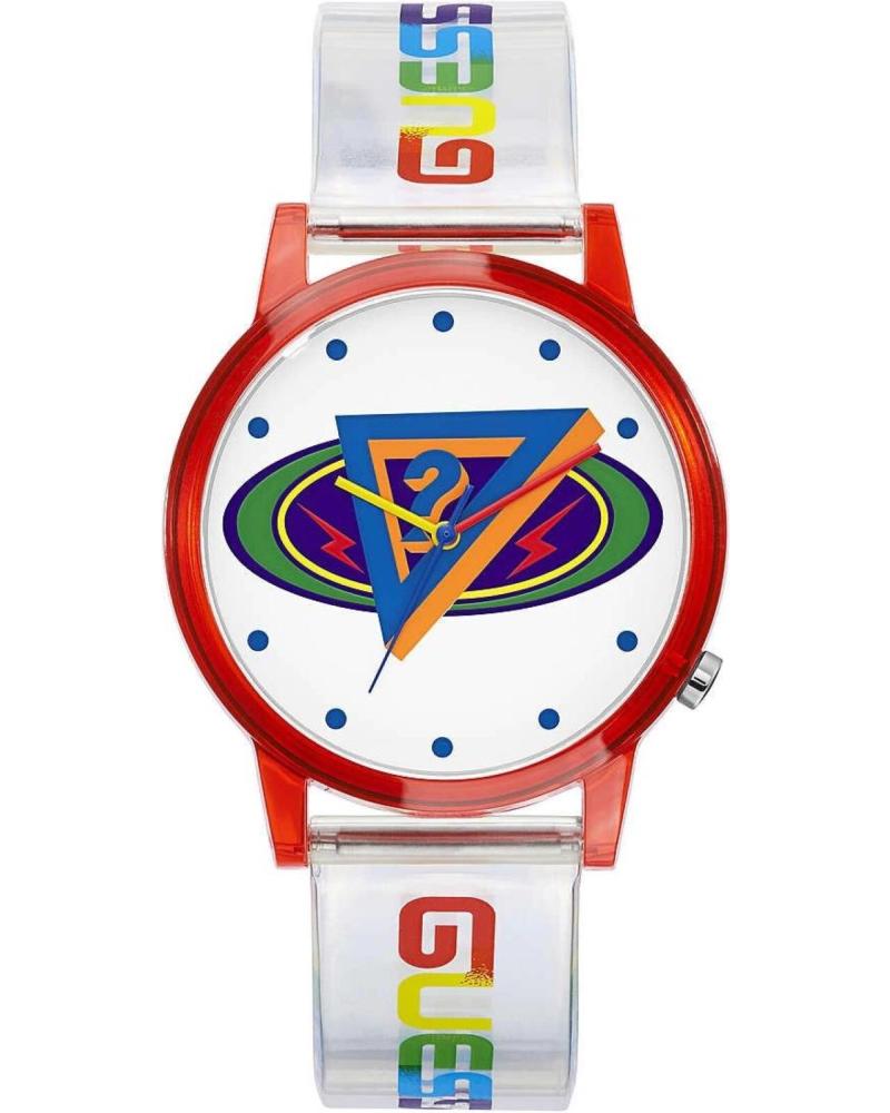 RELÓGIO GUESS V1050M1 TRANSPARENTE COM PULSEIRA BRANCA TRASPARENTE