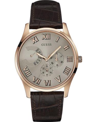 OROLOGIO GUESS W0608G1 DA UOMO CON CINTURINO IN PELLE MARRONE E QUADRANTE GRIGIO MARRON