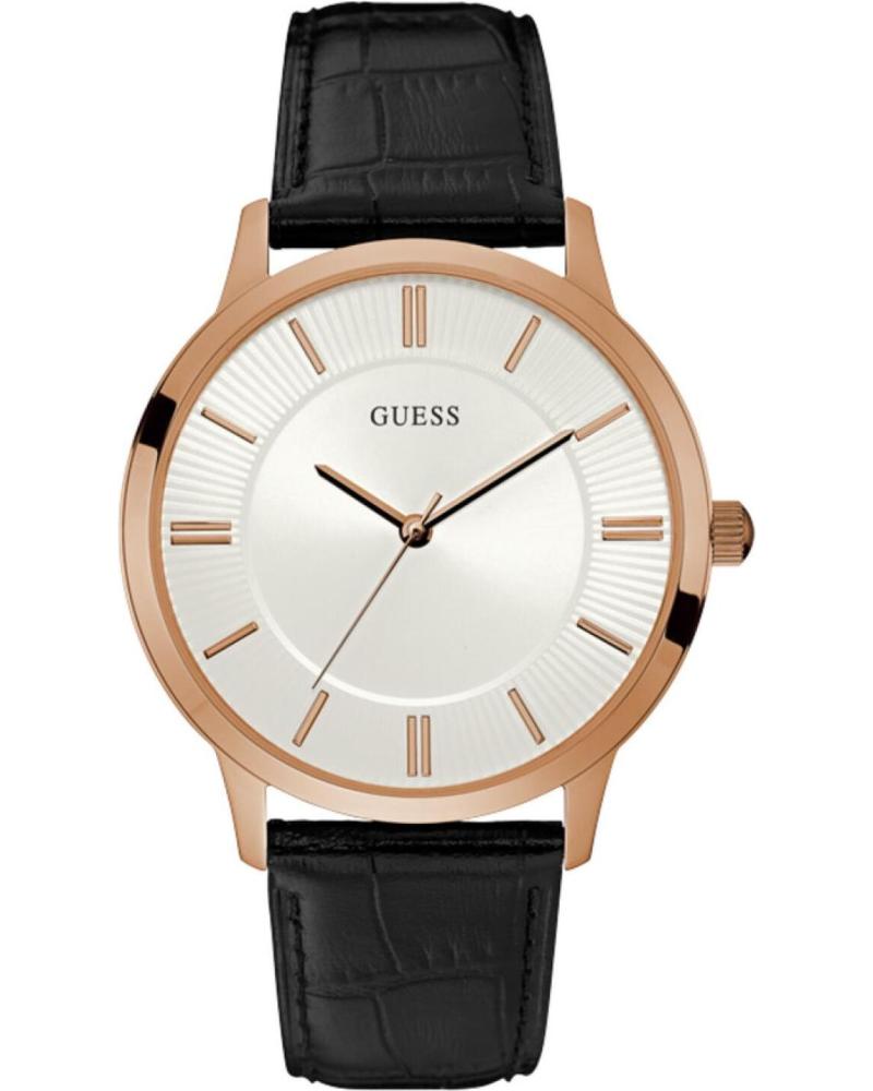 OROLOGIO GUESS W0664G4 CON CINTURINO IN PELLE NERA E QUADRANTE ARGENTATO NEGRO
