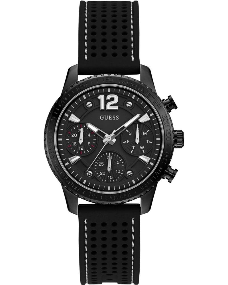 OROLOGIO CRONOGRAFO GUESS W1025L3 NERO CON CINTURINO IN SILICONE NEGRO