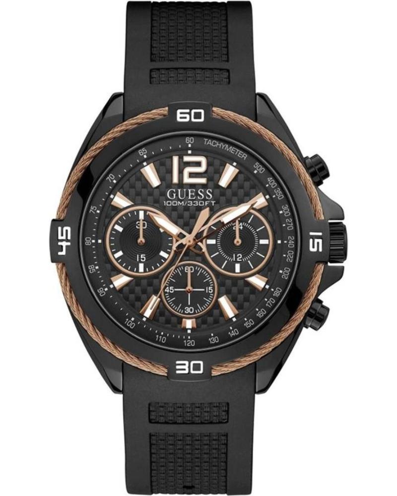 RELÓGIO CRONÓGRAFO GUESS W1168G3 PRETO PARA HOMEM COM DETALHES EM BRONZE NEGRO