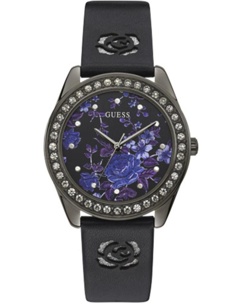 RELOJ GUESS W1277L1 NEGRO CON ESFERA GALAXIA Y BISEL DE CRISTALES PARA MUJER NEGRO
