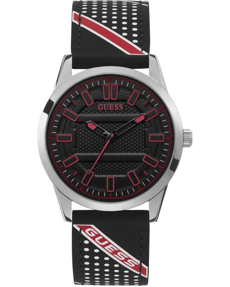 RELÓGIO GUESS W1300G1 PRETO COM DETALHES VERMELHOS E BRACELETE DESPORTIVA PARA HOMEM NEGRO