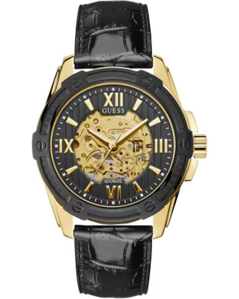 RELOJ GUESS W1308G2 NEGRO CON ESFERA ESQUELETO Y CORREA DE PIEL NEGRO