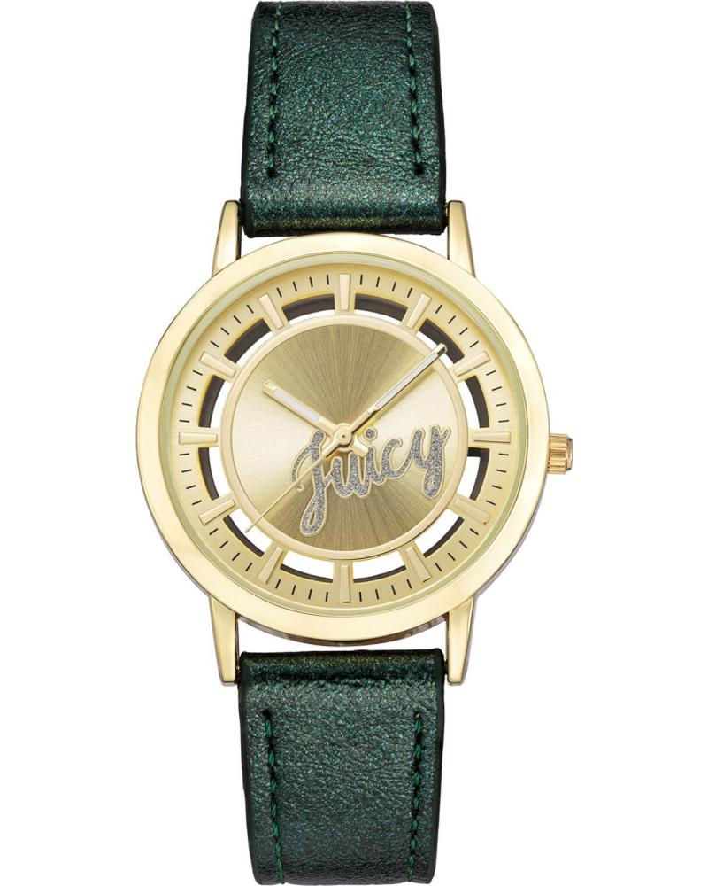 RELÓGIO JUICY COUTURE JC1214GPGN VERDE, CAIXA DOURADA E PULSEIRA DE COURO VERDE