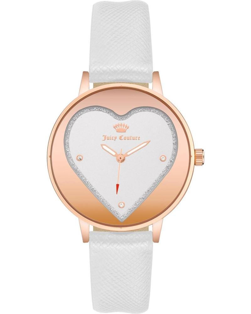 JUICY COUTURE UHR JC1234RGWT WEISS MIT HERZ-ZIFFERBLATT UND LEDERARMBAND BLANCO