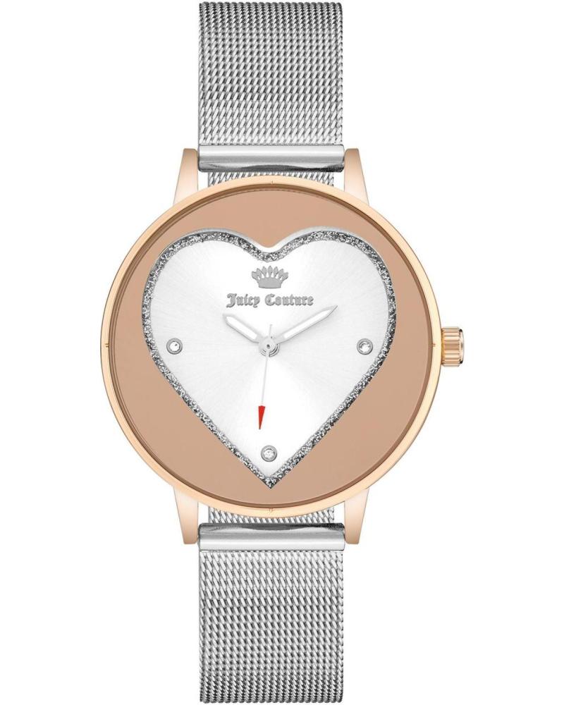 JUICY COUTURE JC1241SVRT TWO-TONE SILVER AND ROSE GOLD WRISTWATCH WITH HEART DIAL PLATEADO