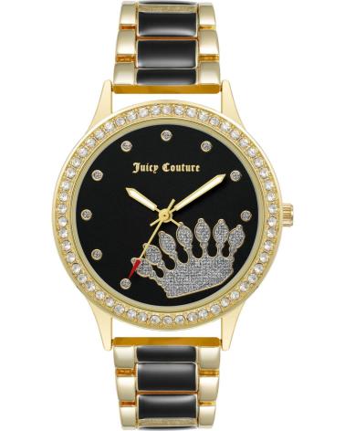 RELOJ JUICY COUTURE JC1334BKGP CON ESFERA NEGRA Y CORONA, PULSERA BICOLOR ORO Y NEGRO MULTICOLOR