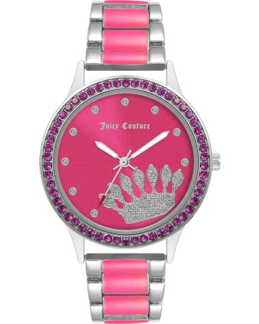 RELOJ JUICY COUTURE JC1335SVHP FUCSIA Y PLATEADO CON CORONA BRILLANTE MULTICOLOR