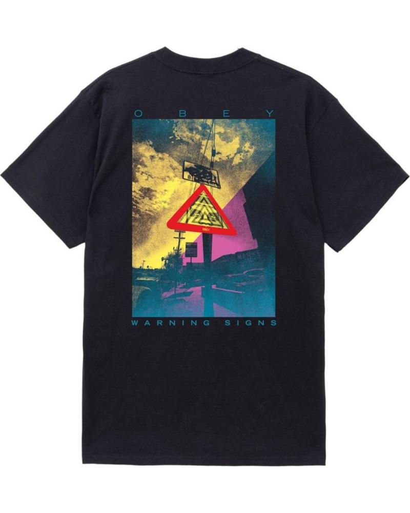 OBEY WARNING SIGN BLACK T-SHIRT