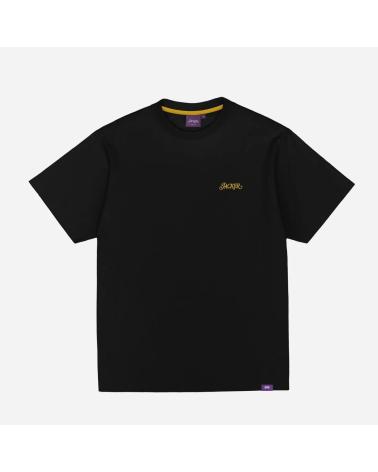 T-SHIRT JACKER CLASSIC PRETA COM LOGÓTIPO BORDADO AMARELO MULTICOLOR