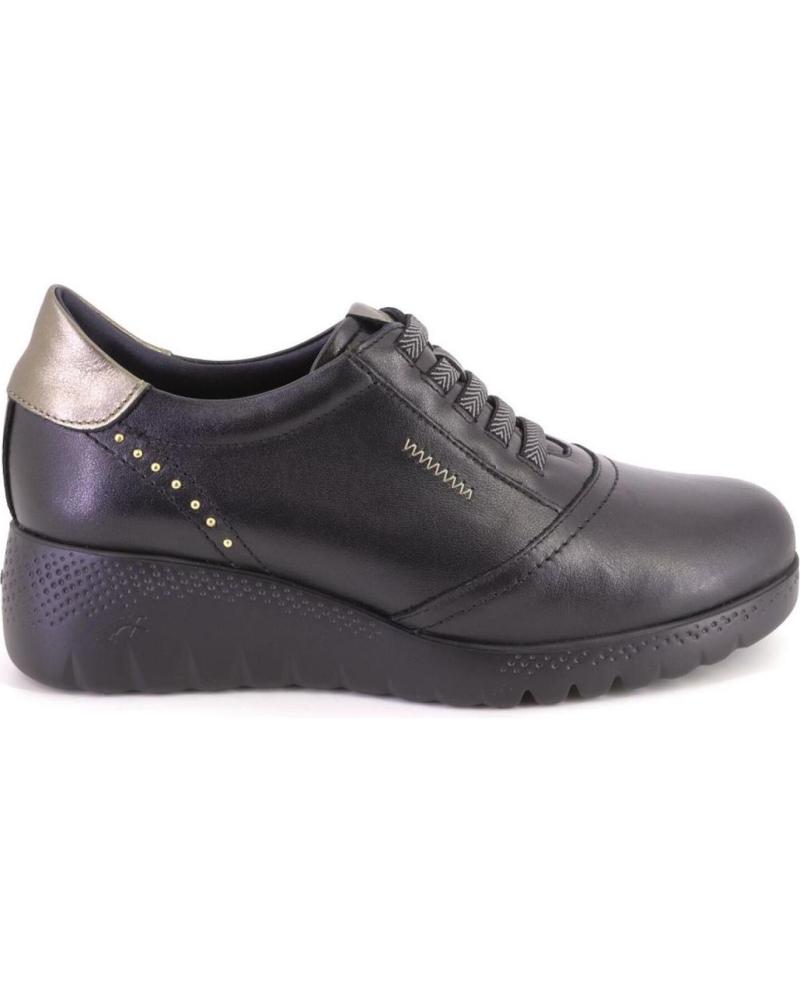 FLUCHOS F2096 - BLACK LEATHER PLATFORM SHOES NEGRO