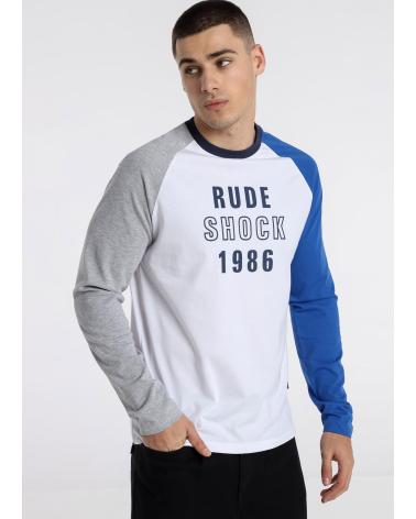 SIX VALVES LANGARM-T-SHIRT WEISS RAGLAN BEDRUCKT BLANCO