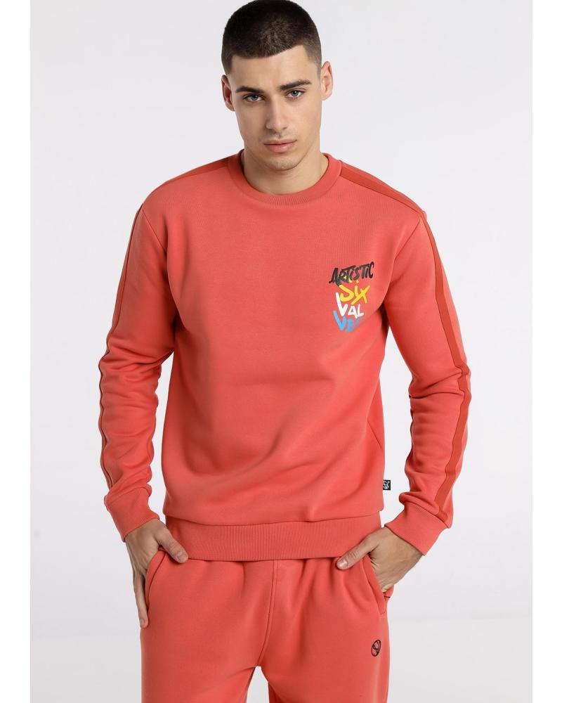 SIX VALVES ROTES RUNDHALS-SWEATSHIRT MIT GRAFIKDETAIL ROJO