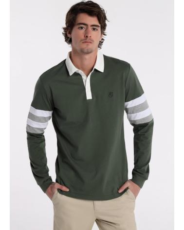 POLO BENDORFF MANICHE LUNGHE VERDE CON STRISCE SULLE MANICHE VERDE