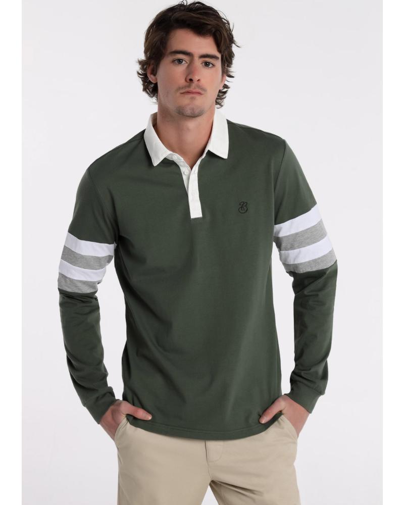 POLO BENDORFF MANICHE LUNGHE VERDE CON STRISCE SULLE MANICHE VERDE