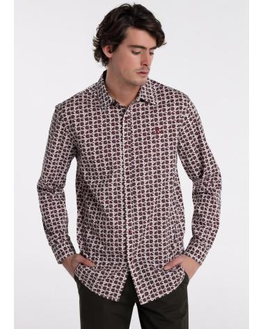 CAMICIA A MANICHE LUNGHE BENDORFF CON STAMPA GEOMETRICA - BIANCO BLANCO