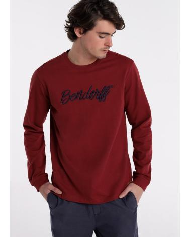 T-SHIRT BENDORFF À MANCHES LONGUES GRENAT AVEC LOGO BRODÉ GRANATE