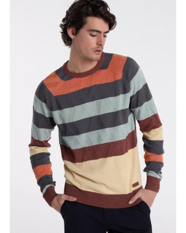 BENDORFF MAGLIONE GIROCOLLO A RIGHE MULTICOLORE ESTAMPADO-MULTICOLOR