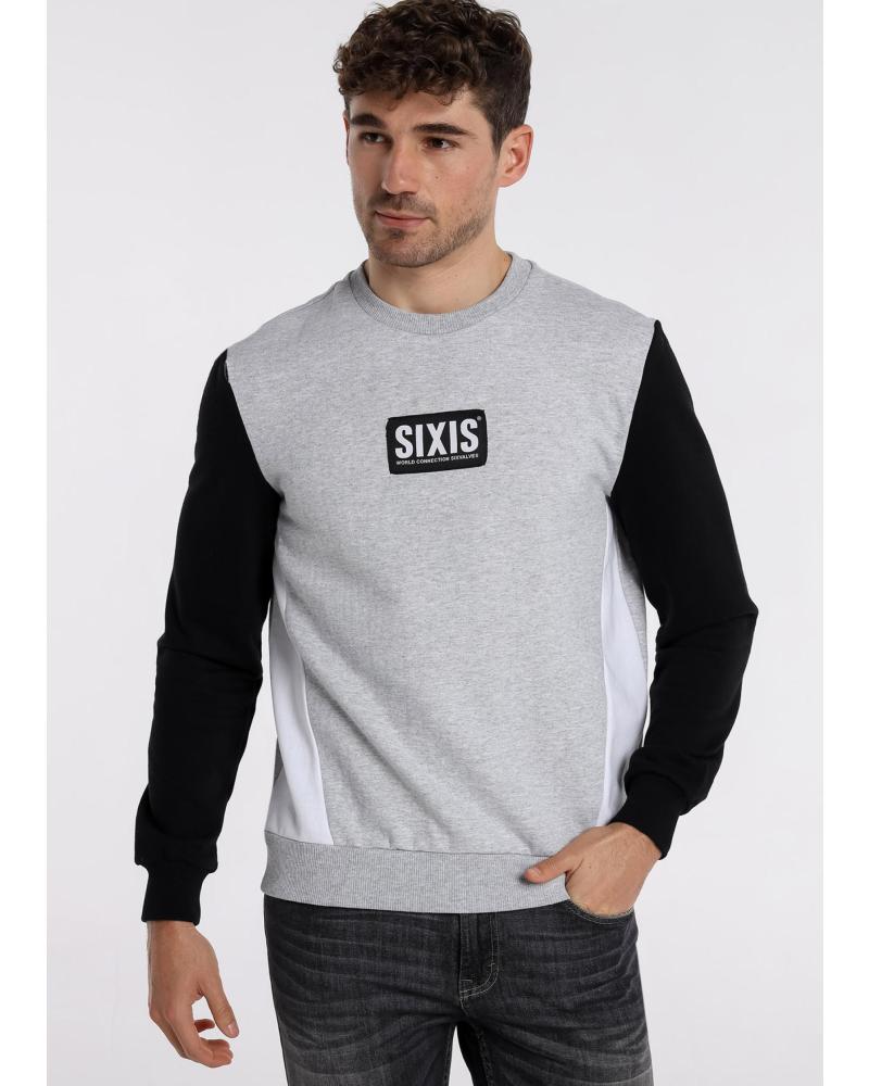 SIX VALVES SWEAT COL ROND GRIS ET NOIR GRIS