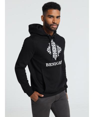 FELPA CON CAPPUCCIO BENDORFF NERA CON LOGO STAMPATO NEGRO