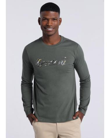 MAGLIETTA A MANICHE LUNGHE BENDORFF VERDE MILITARE CON LOGO VERDE