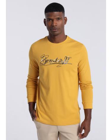 MAGLIETTA A MANICHE LUNGHE BENDORFF SENAPE CON LOGO NARANJA