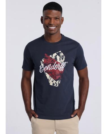 T-SHIRT MANICHE CORTE BLU CON STAMPA GRAFICA BENDORFF AZUL