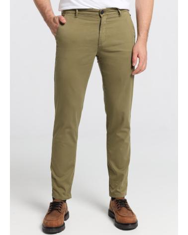 PANTALONE CHINO SIX VALVES SLIM FIT VITA MEDIA VERDE VERDE