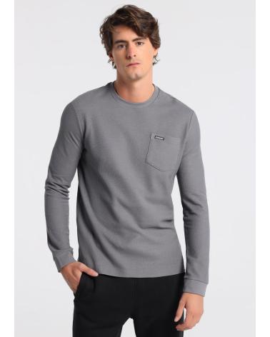 T-SHIRT MANICHE LUNGHE SIX VALVES GRIGIA CON TASCA GRIS