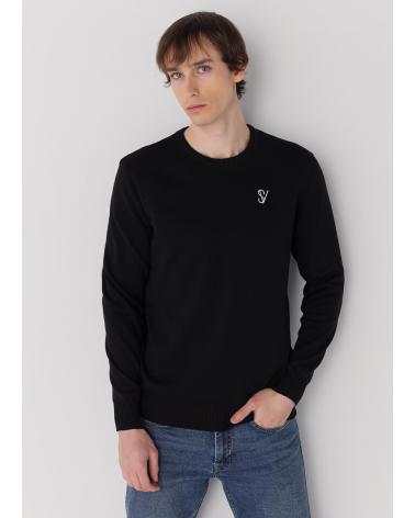 MAGLIONE GIROCOLLO NERO SIX VALVES NEGRO