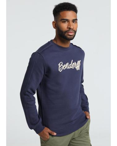 FELPA BENDORFF BLU GIROCOLLO CON LOGO RICAMATO AZUL