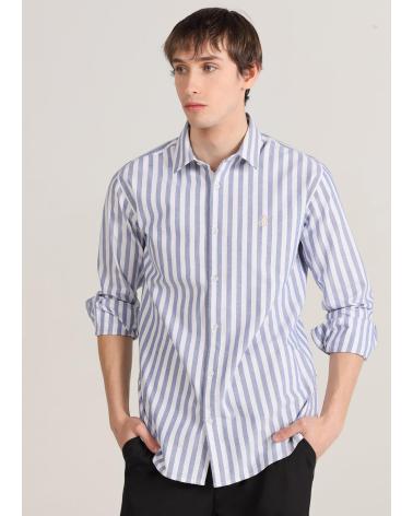 BENDORFF CAMICIA OXFORD ILLUSION RIGHE BLU MANICA LUNGA AZUL