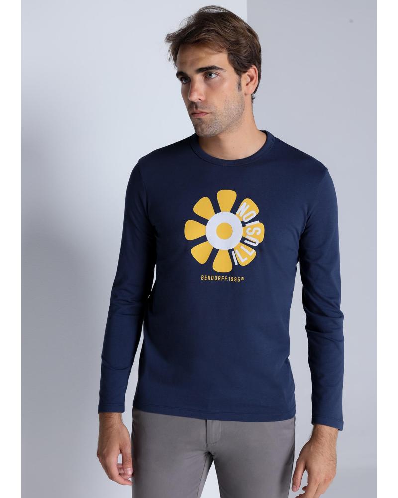 T-SHIRT GRAPHIQUE BENDORFF ILLUSION MANCHES LONGUES - BLEU AZUL