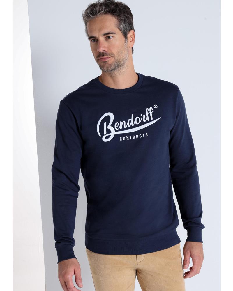SWEATSHIRT BENDORFF BASIQUE COL ROND AVEC LOGO BLANC BLEU MARINE AZUL