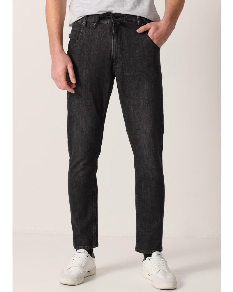 SIX VALVES SLIM FIT JEANS LANGE PASSFORM SCHWARZ NEGRO
