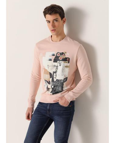 SIX VALVES STREET ART PRINT SWEATSHIRT RUNDHALS ROSA ROSA