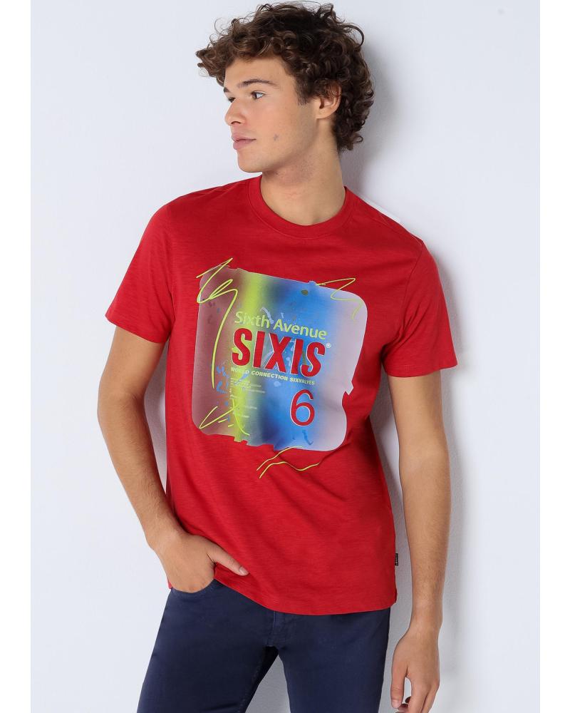 SIX VALVES ROTES KURZARM-T-SHIRT FARBVERLAUF-PRINT ROJO
