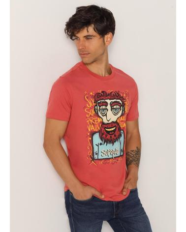 SIX VALVES KURZARM-T-SHIRT MIT GRAFIKPRINT GRANATROT GRANATE