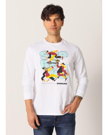 SIX VALVES GRAFIK-LANGARMSHIRT 'SKATE LIFE' WEISS BLANCO