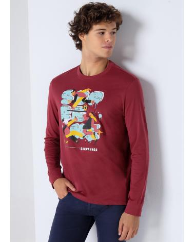 SIX VALVES LANGARM-SHIRT MIT GRAFIKPRINT GRANAT GRANATE