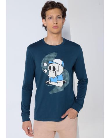 SIX VALVES LANGARM-SHIRT MIT GRAFIKPRINT BLAU AZUL