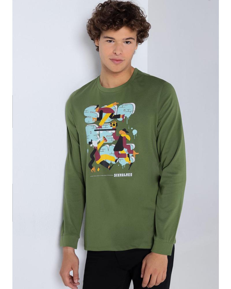 SIX VALVES LANGARM-SHIRT MIT GRAFIKPRINT GRÜN VERDE