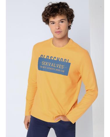 SIX VALVES LANGARMSHIRT HERREN PIQUÉ RUNDHALS ORANGE NARANJA