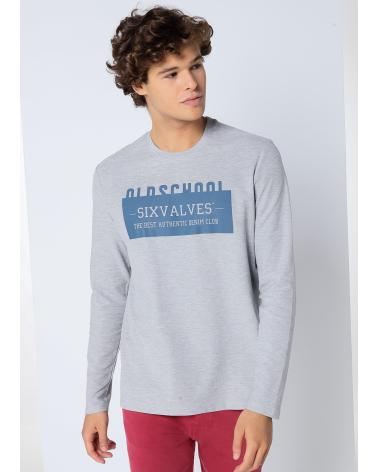 SIX VALVES LANGARM-PIQUÉ-T-SHIRT RUNDHALS GRAU GRIS